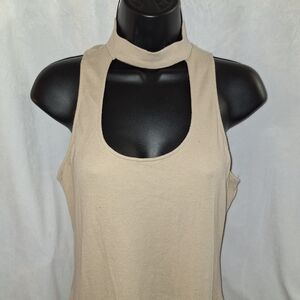 La Hearts Cream Tan Cut Out Tank Top Dress